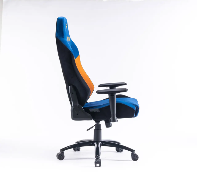 Комп'ютерне крісло розкладається до 180&deg; Infini Joystick J180 геймерське Синьо-жовта тканина для геймерів та роботи G20_СИНЬО-ЖОВТИЙ фото