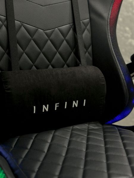 Комп'ютерне крісло з LED підсвіткою INFINI RGB Чорне геймерське  INFINI_FIVE_ЧОРНИЙ_LED фото