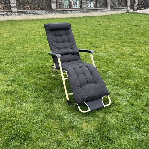 Садовий шезлонг тканинний з матрацом Garden 2v1 Чорний ШЕЗЛОНГ_IDEAGARDEN_ЧОРНИЙ фото
