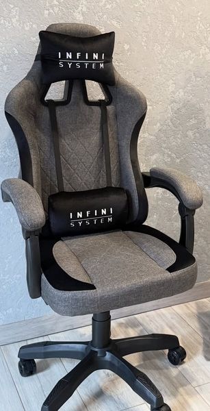 Комп'ютерне геймерське крісло із тканини INFINI System Темно-сірий INFINI_SYSTEM_ТЕМНО-СІРИЙ фото