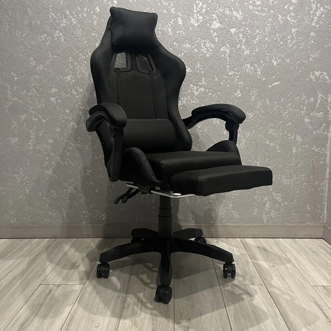 Комп'ютерне тканинне крісло з підставкою для ніг PRESTIGE Rob-10 Чорний для геймерів та роботи PRESTIGE_GС05-01 фото