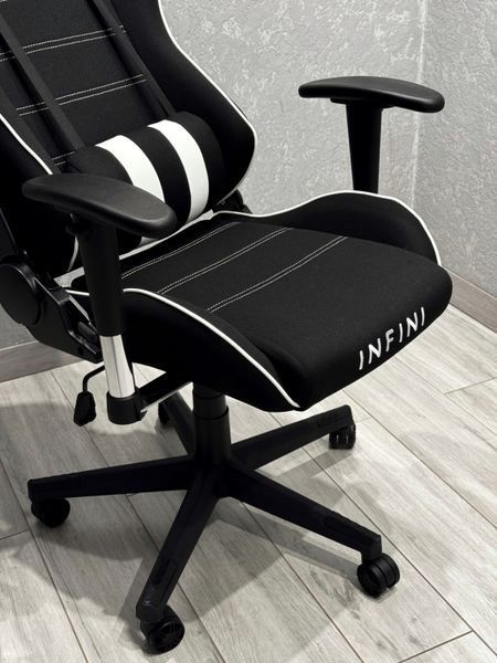 Крісло геймерське INFINI Nex-26 Чорно-біле тканинне комп&lsquo;ютерне з механізмом гойдання та фіксації NEXUS_ЧОРНО-БІЛИЙ2 фото