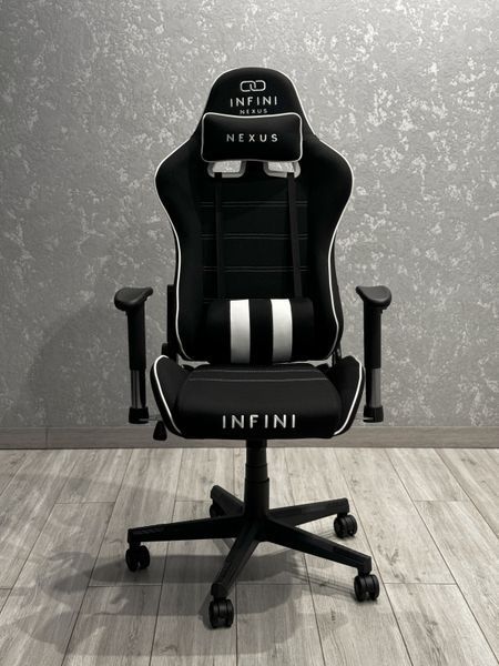 Крісло геймерське INFINI Nex-26 Чорно-біле тканинне комп&lsquo;ютерне з механізмом гойдання та фіксації NEXUS_ЧОРНО-БІЛИЙ2 фото