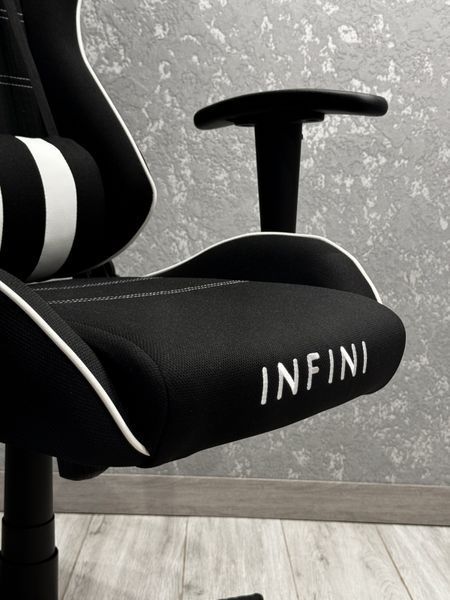 Крісло геймерське INFINI Nex-26 Чорно-біле тканинне комп&lsquo;ютерне з механізмом гойдання та фіксації NEXUS_ЧОРНО-БІЛИЙ2 фото