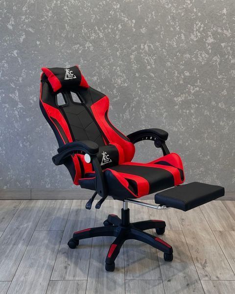 Ігрове комп'ютерне крісло GAMING Master Чорно-червоне з екошкіри з підставкою для ніг MASTER_KO24CZE_ЧЕРВОНИЙ фото