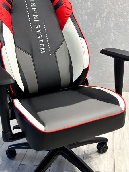 Комп'ютерне крісло розкладається до 180&deg; Infini G180 геймерське з Чорно-біло-червоної екошкіри для геймерів та роботи G21_ЧОРНО-БІЛО-ЧЕРВОНИЙ фото