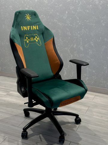 Комп'ютерне крісло розкладається до 180&deg; Infini Joystick J180 геймерське Зелено-жовта тканина для геймерів та роботи G20_ЗЕЛЕНО-ЖОВТИЙ фото