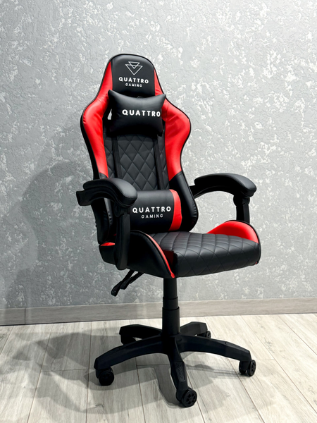 Комп'ютерне крісло екошкіра Gaming Кваттро Чорно-червоний для геймерів та роботи CARBON_ЧОРНО-ЧЕРВОНИЙ фото