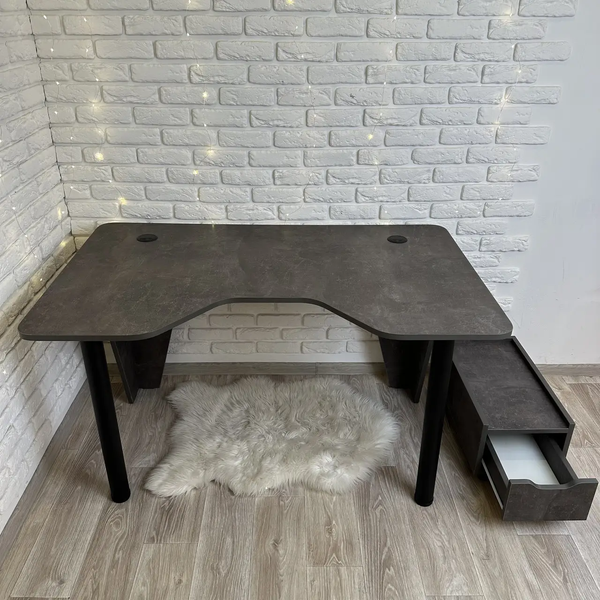 Геймерський комп'ютерний стіл +підставка Rebik 6009 прямий 130*80см Темний Бетон 18мм ЛДСП UA7755 фото