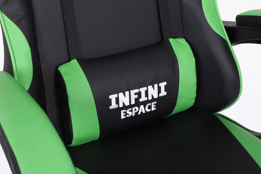 Комп'ютерне крісло з підставкою для ніг INFINI ESPACE Чорно-зелений для геймерів та роботи INFINI_ESPACE_ЗЕЛЕНИЙ фото